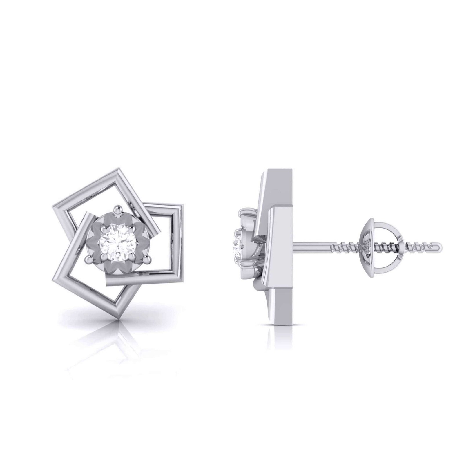 Simple Colourstone Diamond Earrings Studs - JD SOLITAIRE
